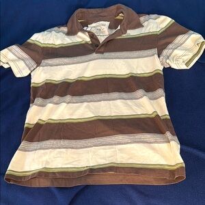 Aeropostale Brown and White Polo Shirt with Stripes
